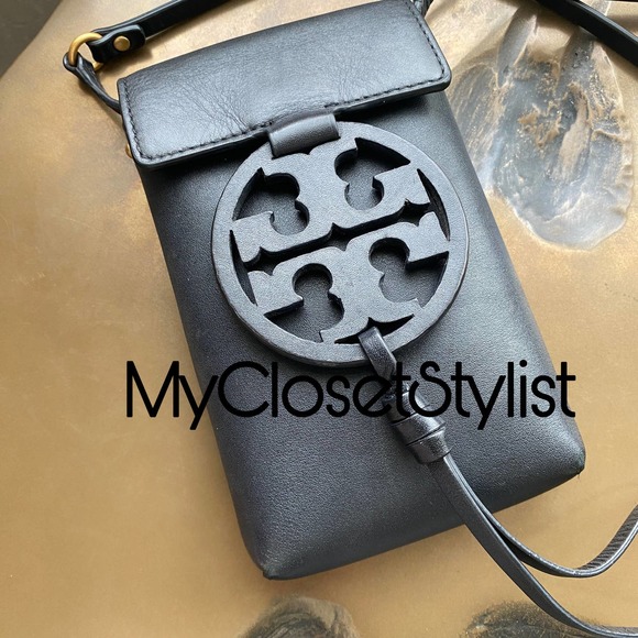 Tory Burch Handbags - TORY BURCH Miller Cellphone CrossBody Purse Phone Bag RARE BLACK